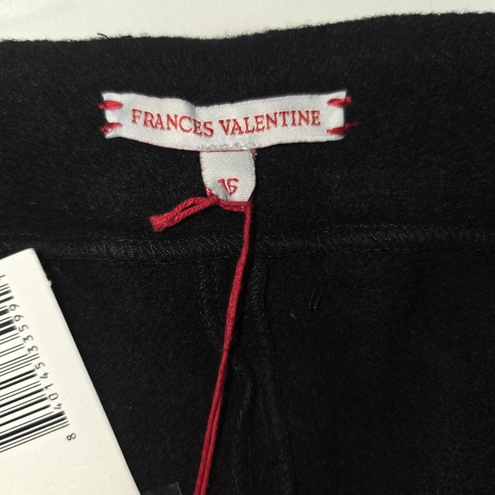 Frances Valentine Pants Women‎ 16 Black Bossy Wide Leg 100% Wool NEW